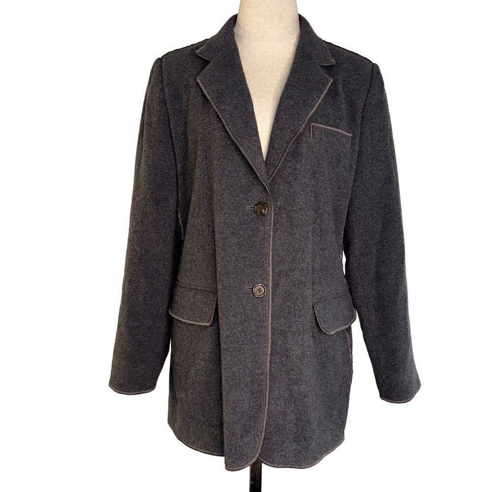 Harve Benard Womens 10 Vintage Wool Recycled Cashmere Blend‎ Gray Career Blazer